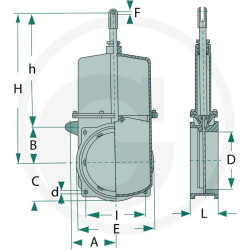 Zasuwa płytkowa 6"-0080, z siłownikiem pneumat. dwustr. działania i stykiem art. 0571 MZ