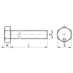 Śruba M5x30 kl.8.8, SW8 cały gwint, czarna (kg) M5x0,80x30