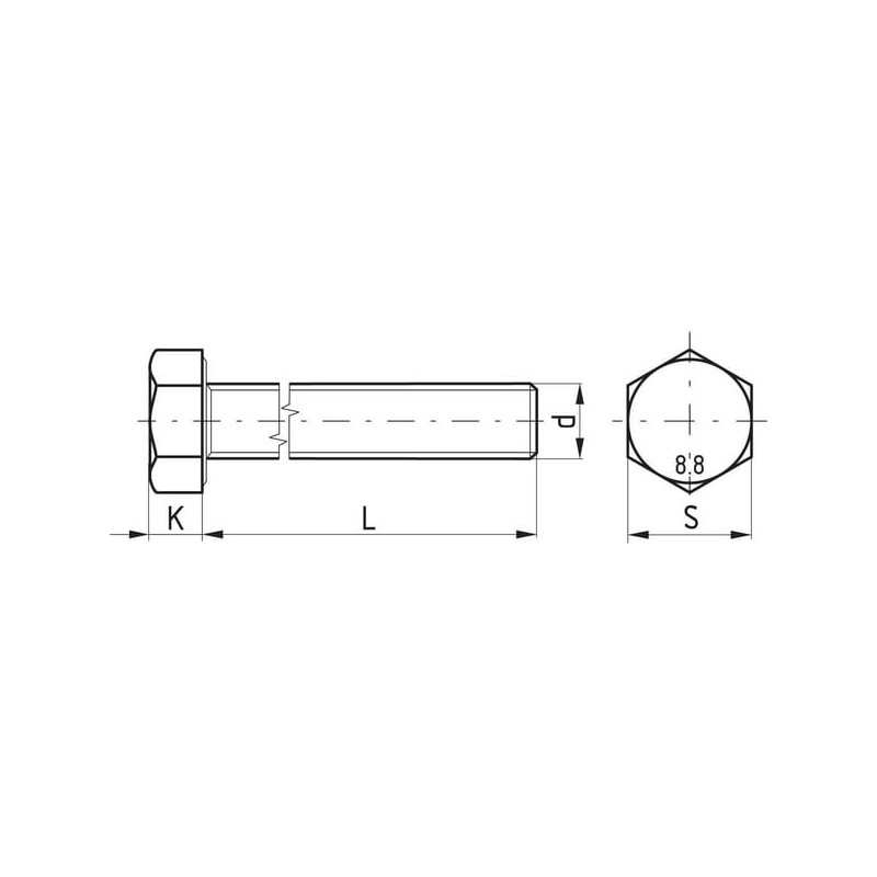 Śruba M12x50 kl.8.8, SW19 cały gwint, czarna (kg) M12x1,75x50