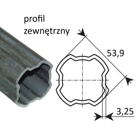 Rura zew. 4T 53,9x3,25 S6, 1m Std. B&P