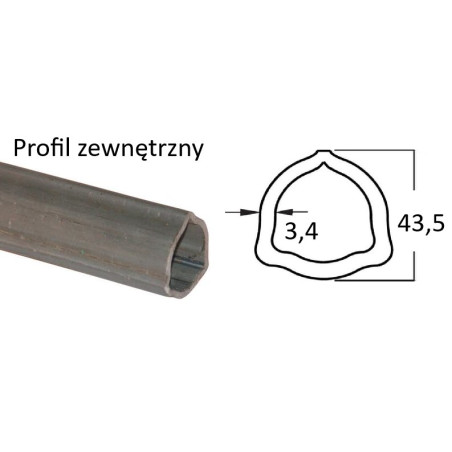 B&P 125083000R06 Rura trójkątna zew. 43,5x3,40 -  G3/-3, 3m STD. Bondioli Pavesi