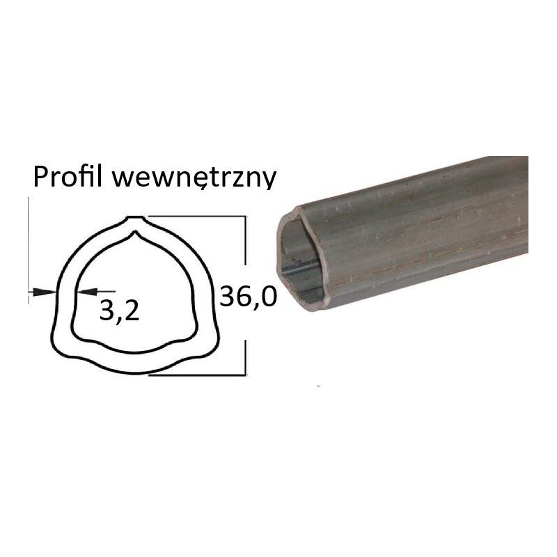 B&P 125053000R06 Rura trójkątna zew. 36,0x3,2 - G2/-2,  3m STD. Bondioli Pavesi