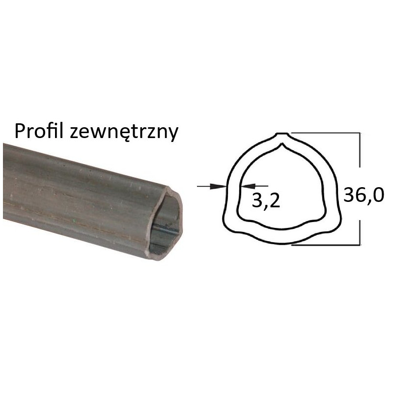Rura trójkątna zew. 36,0x3,2 - 2/G2,  3m B&P STD.