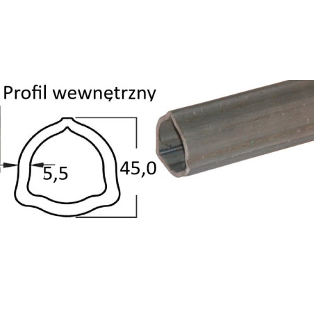 B&P 125111000R06 Rura trójkątna wew. 45,0x5,50 - G8/-8, 1m STD. Bondioli Pavesi