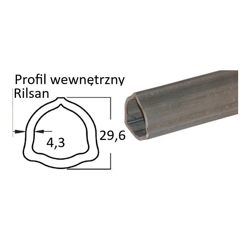Rura trójkątna wew. 29,6x4,3 - G2 3m, B&P Rilsan