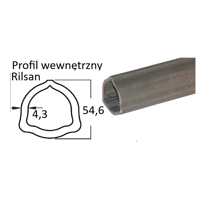 Rura trójkątna wew. 54,6x4,3 - G9, 3m, B&P Rilsan