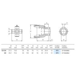 B&P 211054954 Widłak fi35 - 30,2x79,4 kołek 15mm G5 Bondioli Pavesi
