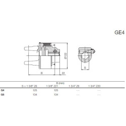 B&P 608E46501R Sprzęgło elastyczna GE4 1i3/8" Z6, P&B G4, 17kN Bondioli Pavesi