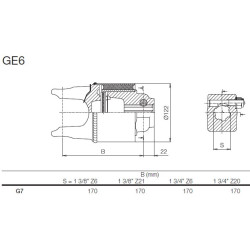 B&P 608H66503R Sprzęgło elastyczna GE6 1i3/4" Z6, P&B G7, 30kN Bondioli Pavesi
