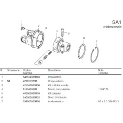 B&P 610124001R Sprzęgło przeciążeniowe prawe SA1 400Nm 1i3/8"Z6 G1 Bondioli Pavesi