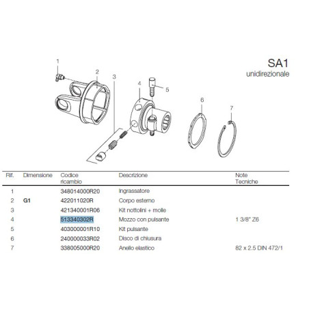 B&P 513340302R Piasta sprzęgła SA1 1i3/8" Z6 Bondioli Pavesi