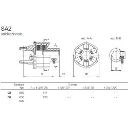 B&P 610234001R Sprzęgło przeciążeniowe prawe SA1 650Nm 1i3/8"Z6 G1 Bondioli Pavesi