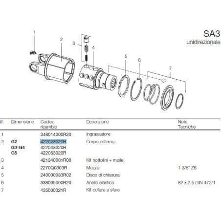 B&P 422023020R Obudowa sprzęgła SA3 -23,8x61,3 G2 Bondioli Pavesi