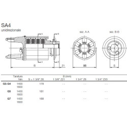 B&P 615456501R Sprzęgło przeciążeniowe prawe SA4 1i3/8" Z6 1600Nm, - 30,2x91,4 G7 Bondioli Pavesi