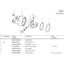 B&P 60A1B1903R Sprzęgło przeciążeniowe LN1 1i3/8" Z6 300Nm - 22,0x54,0 P&P G1/S1 Bondioli Pavesi