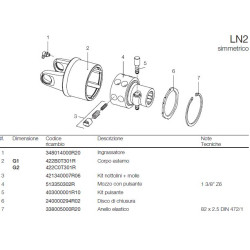 B&P 60A2C3203R Sprzęgło przeciążeniowe LN2 1i3/8" Z6 600Nm - 23,8x61,3 P&P G2/S2 Bondioli Pavesi