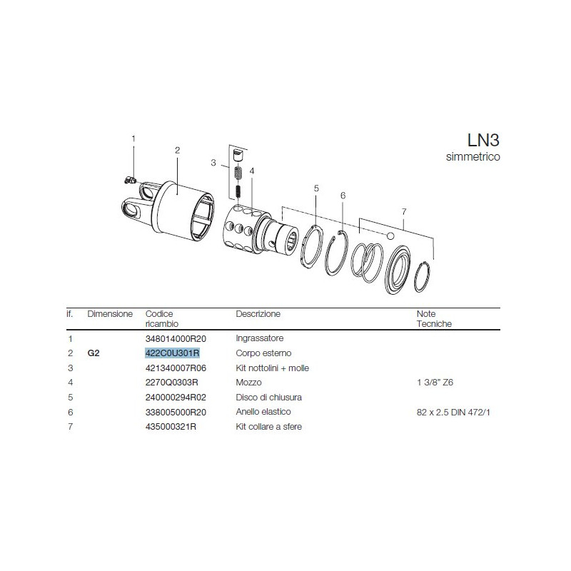 B&P 422C0U301R Obudowa sprzęgła LN3 - 23,8x61,3 G2 Bondioli Pavesi