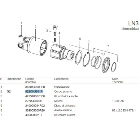 B&P 422C0U301R Obudowa sprzęgła LN3 - 23,8x61,3 G2 Bondioli Pavesi