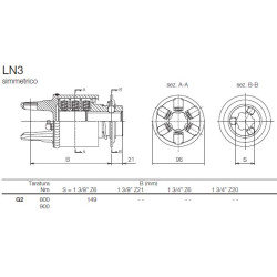B&P 60B3C4103R Sprzęgło przeciążeniowe LN3 1i3/8" Z6 900Nm - 23,8x61,3 P&P G2/S2 Bondioli Pavesi