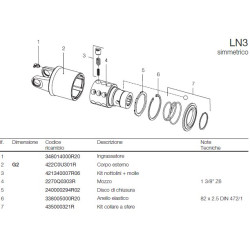 B&P 60B3C3903R Sprzęgło przeciążeniowe LN3 1i3/8" Z6 800Nm - 23,8x61,3 P&P G2/S2 Bondioli Pavesi