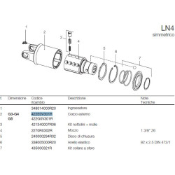 B&P 422E0V301R Obudowa sprzęfła LN4 - 27,0x74,6 G3/G4 Bondioli Pavesi