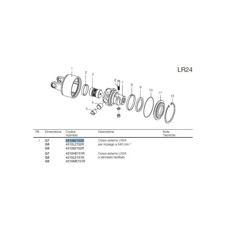 B&P 431062152R Obudowa sprzęgła LR24 - 30,2x91,4 G7 540obr/min Bondioli Pavesi