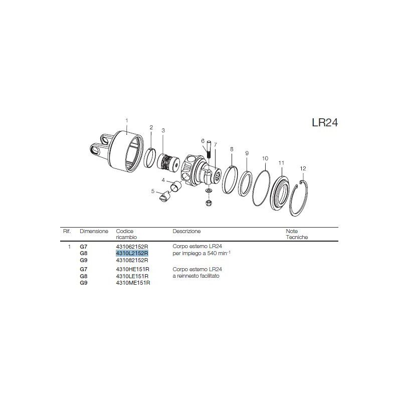 B&P 4310L2152R Obudowa sprzęgła LR24 - 30,2x91,4 G8 540obr/min Bondioli Pavesi
