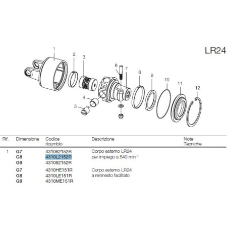 B&P 4310L2152R Obudowa sprzęgła LR24 - 30,2x91,4 G8 540obr/min Bondioli Pavesi