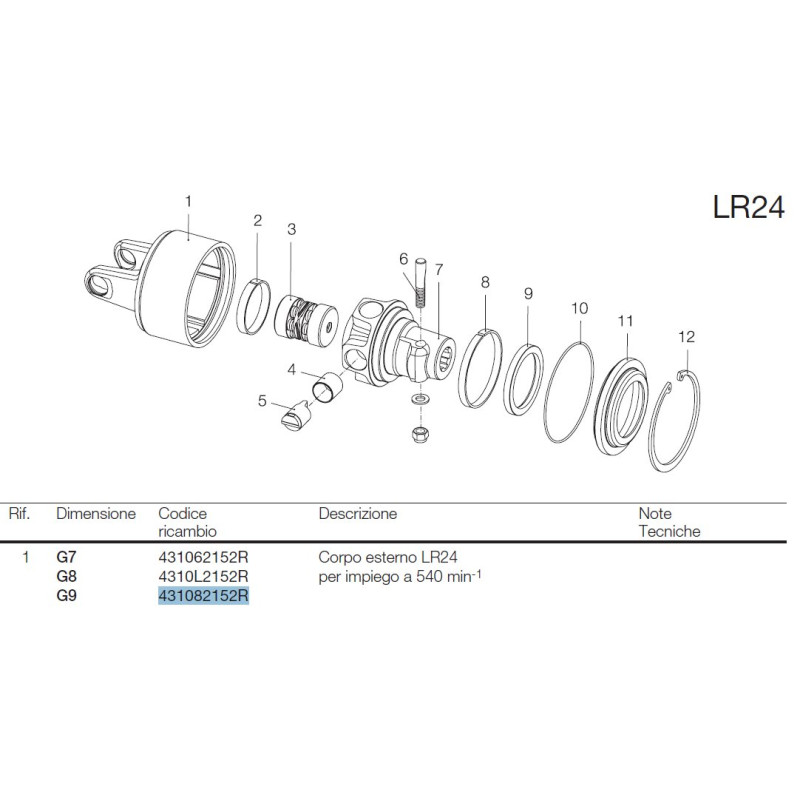B&P 431082152R Obudowa sprzęgła LR24 - 34,6x106,0 G9 540obr/min Bondioli Pavesi