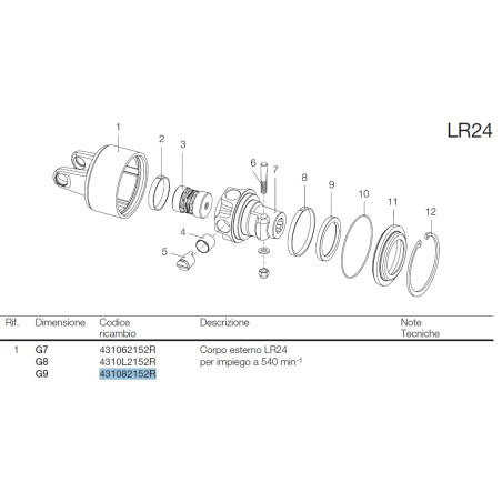 B&P 431082152R Obudowa sprzęgła LR24 - 34,6x106,0 G9 540obr/min Bondioli Pavesi