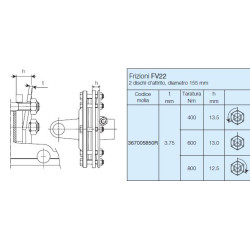 B&P 661C32103R Sprzęgło FV22 cierne 600Nm 1i3/8 Z6 - 23,8x61,3 G2 Bondioli Pavesi