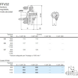 B&P 635H44203R Sprzęgło cierne FFV32 1000Nm 1i3/8"Z6 - 30,2x91,4 G7 Bondioli Pavesi
