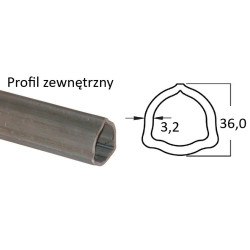 B&P 125053000R06 Rura trójkątna zew. 36,0x3,2 - G2/-2,  3m STD. Bondioli Pavesi
