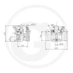 Zaczep automatyczny 320/20/30mm sworzeń 38mm Sauermann