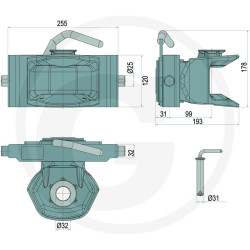 Zaczep automatyczny 255/32/25mm sworzeń 31mm Scharmüller