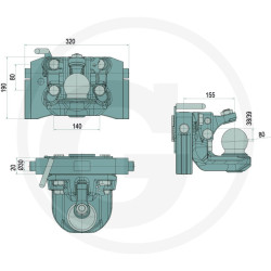 Zaczep Kulowy K80 do prowadnicy 320/30/20mm, Scharmüller 03632046