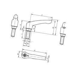 Dźwignia zaciskowa z gwintem z K01222081X40 Kipp 4059245090396