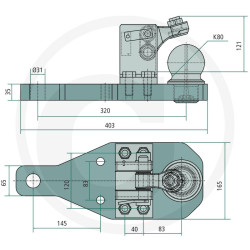 Płyta nośna K80 403/165/35 3000kg Scharmüller 009606460A24