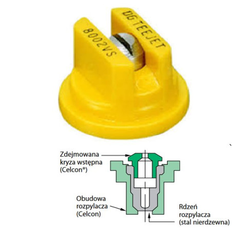 TeeJet DG8002VS Dysza płaskostrumieniowa DG 80 stopni 02 V2A