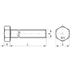 Śruba M12x35 kl.10.9, SW19 cały gwint, czarna (szt) M12x1,75x35