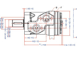 Silnik orbitalny, wał Ø 25.4 mm 80cc 2-otw., A2 z przyłączem oleju wyciekowego