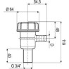 Filtr ssący gwint wewnętrzny 3/4" króciec na wąż 16 mm L50 mm
