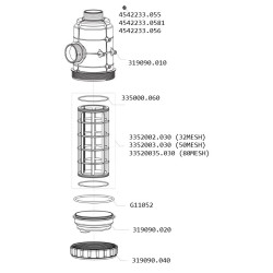Filtr ssawny 3" 32 Mesh wkład Inox czerwony, gwint 35mm