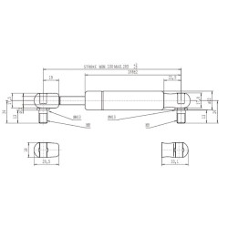 Sprężyna gazowa 285mm 1150N typ D Stabilus