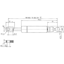 Sprężyna gazowa 256mm 240N typ K