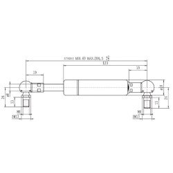Sprężyna gazowa 204,5mm 300N typ D Stabilus