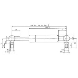 Sprężyna gazowa 750mm 900N typ D Stabilus