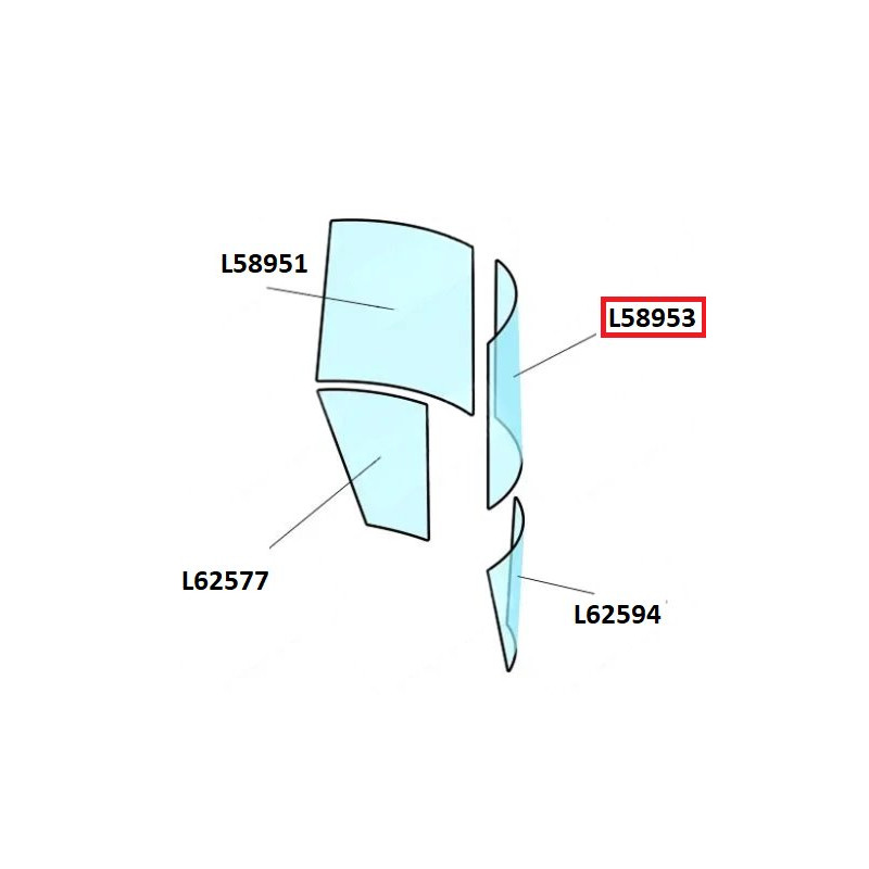 Szyba przednia strona prawa L58953, L62978