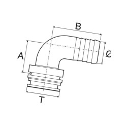 Złączka męska T4 do węża 25mm -90° Arag 8716106750672