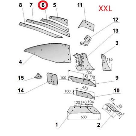 Listwa odkładni B prawa VIS/7 1067/95-002/0